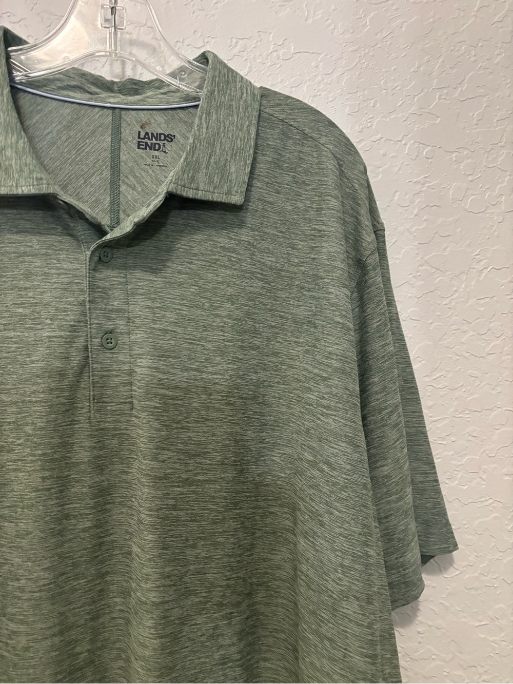 Men's Lands End Green Short Sleeve Soft Performance Hybrid Polo Shirt XXL